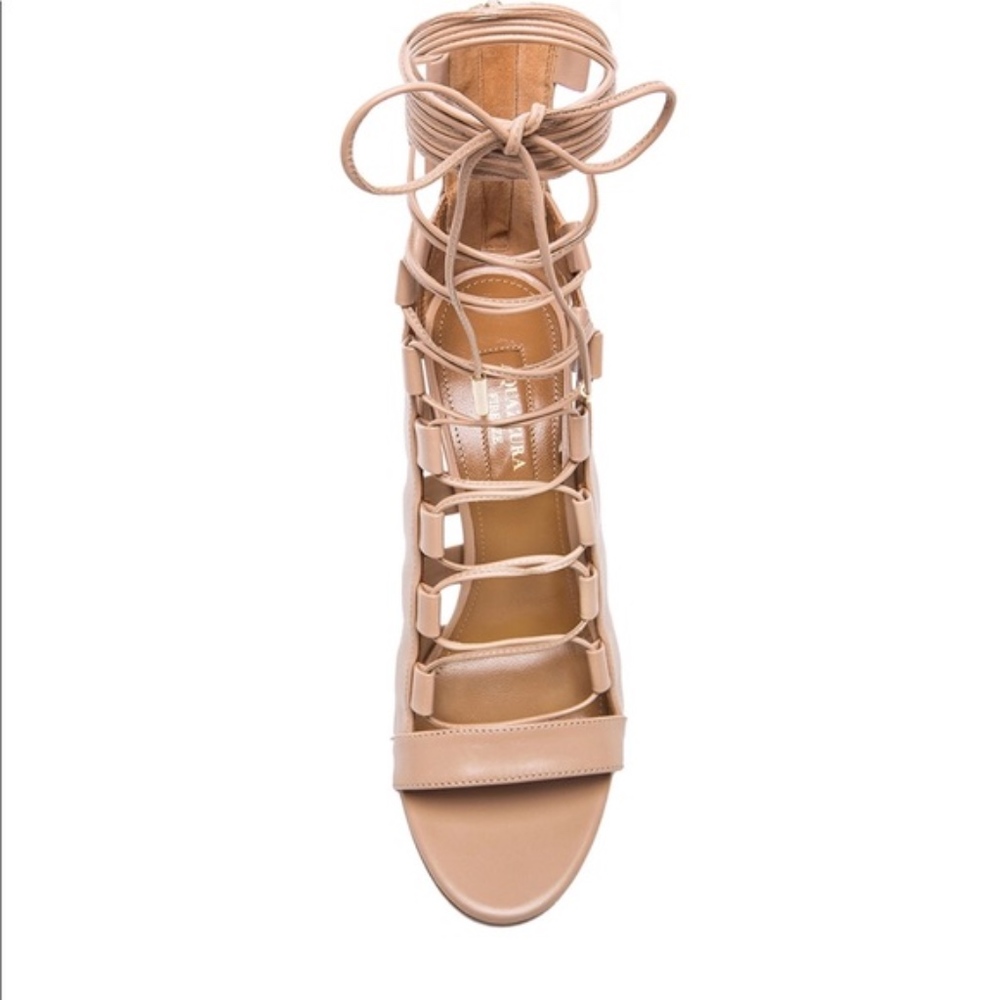 NWT Aquazzura Nude Amazon Lace Up Heel - Picture 4 of 7